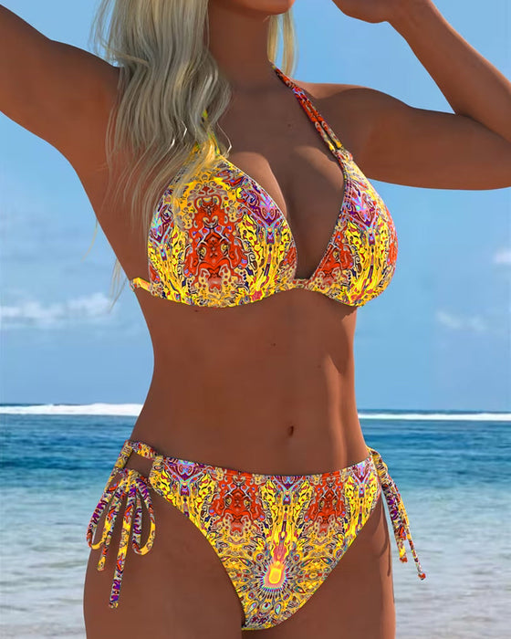 Bikini Färgad Halter Tryck