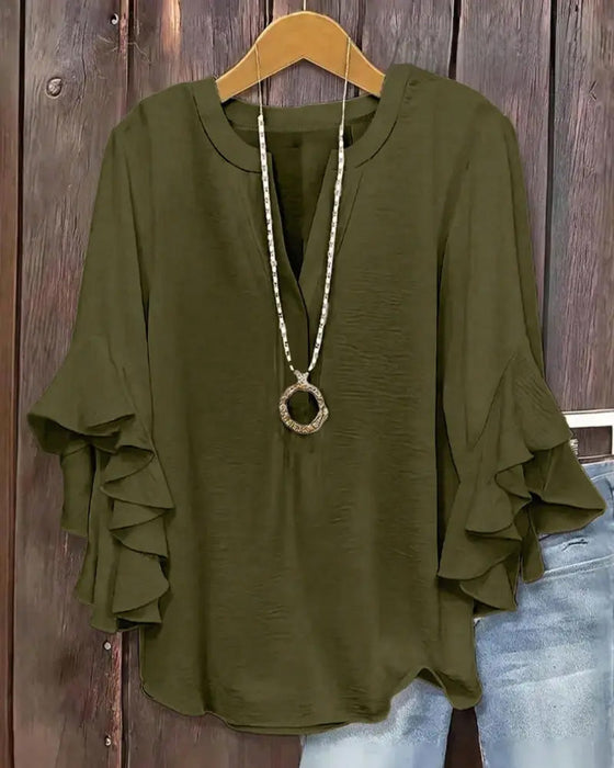 Blus Liten V‑Hals Volang