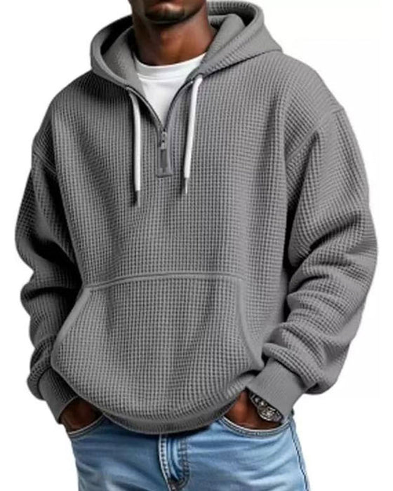 Hoodie Herr Solid Dragkedja Pullover