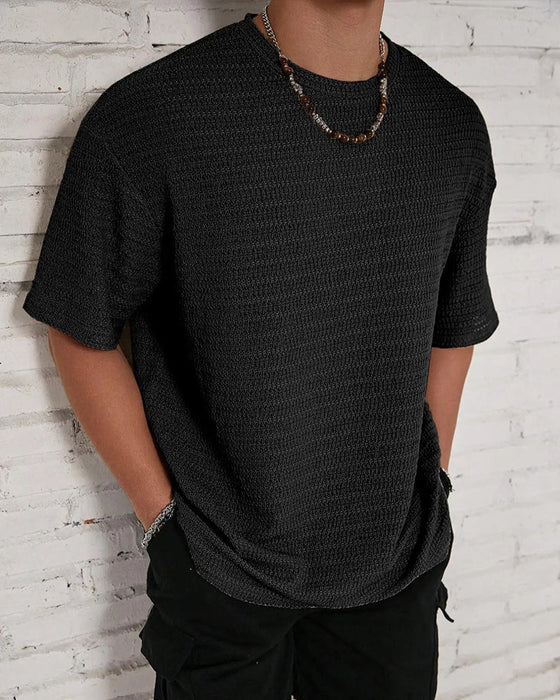 T-Shirt Herr Solid Färg Andas Kort Ärm