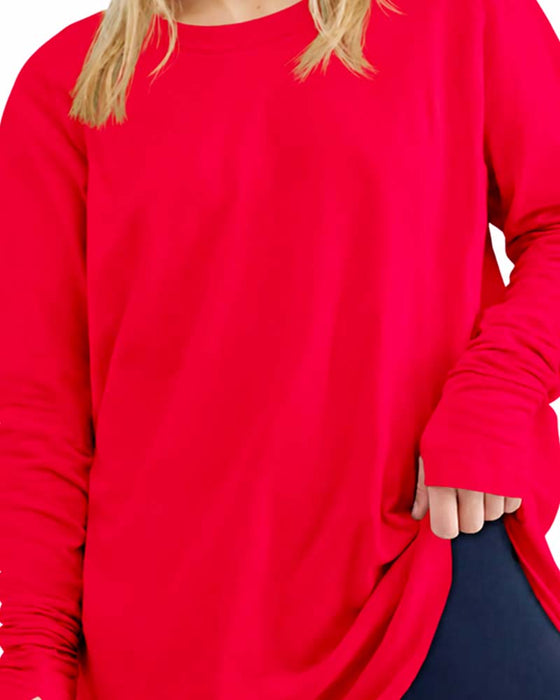 T-Shirt Rundhalsad Långärmad Enfärgad Lössittande