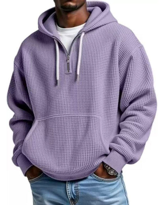Hoodie Herr Solid Dragkedja Pullover