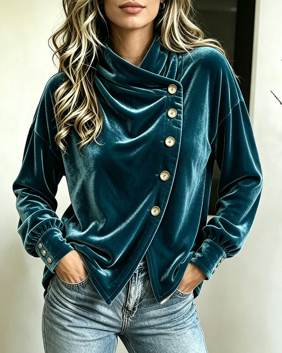 Blus Polokrage Slits Kors Knapp