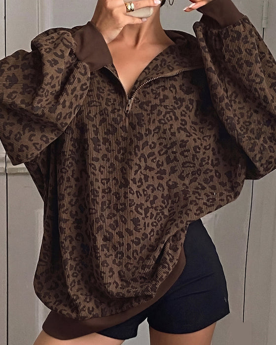 Tröja Leopardmönster Långärmad