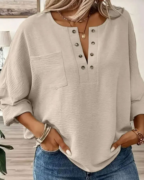 Blus Solid Casual Lång Ärm