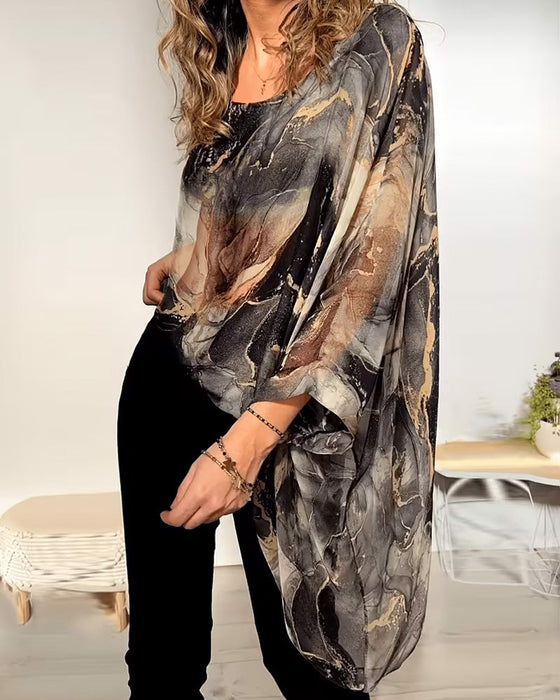 Blus Fladdermusärm Tie-Dye Löst