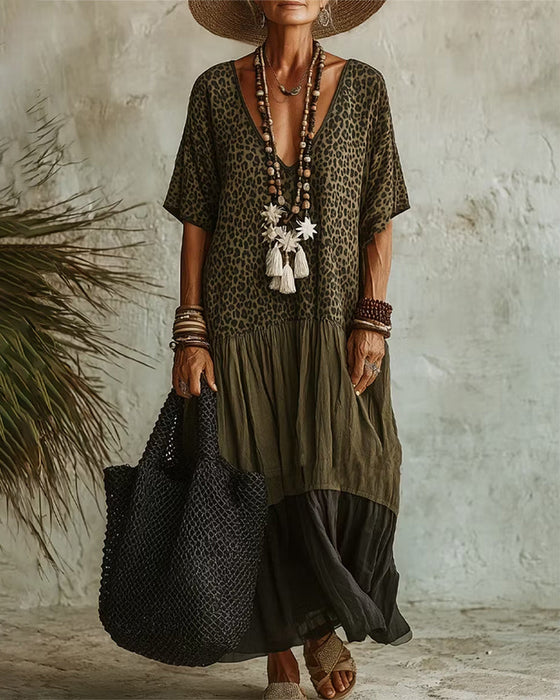 Klädning Avslappnad Leopard Maxi
