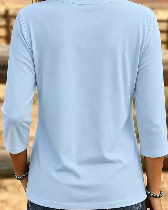 Topp Crew Hals Patchwork Asymmetrisk Fåll