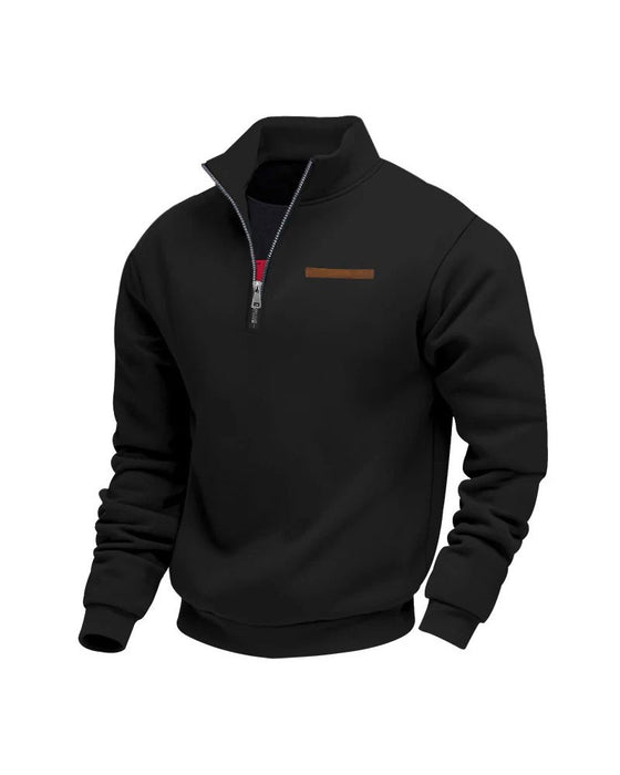 Sweatshirt Enfärgad Ståkrage Dragkedja