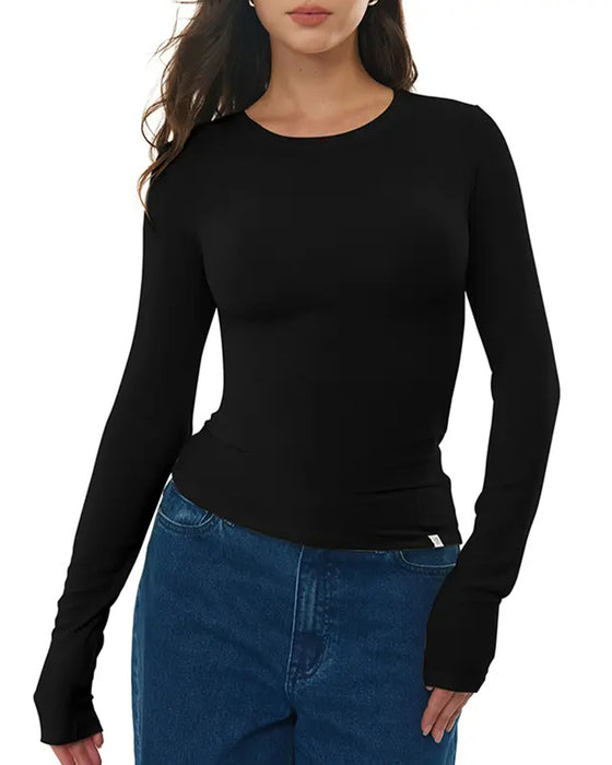 Topp Rundhals Slim Fit Lång Ärm Baslager