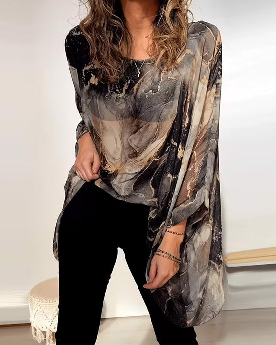 Blus Fladdermusärm Tie-Dye Löst