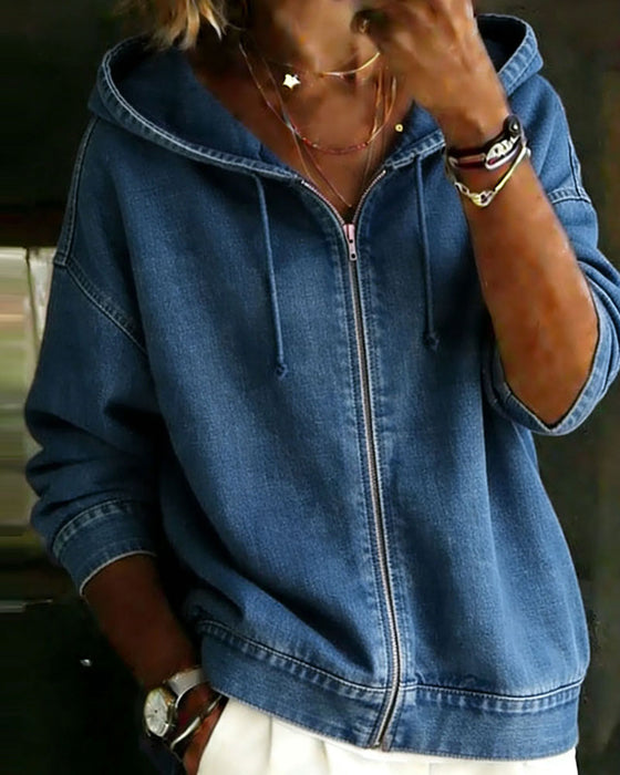 Kappa Huva Drop-Ärm Dragkedja Denim