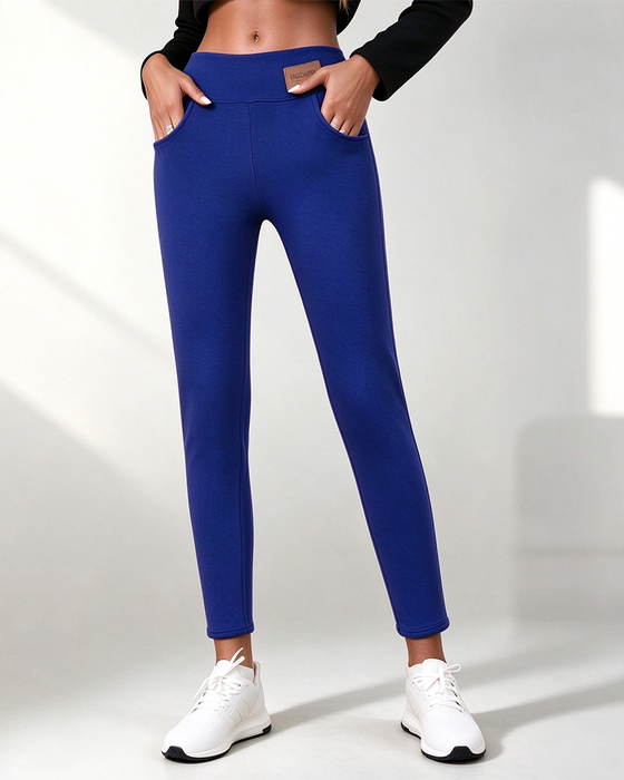 Leggings Fleecefodrade Enfärgad Ficka