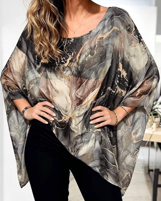 Blus Fladdermusärm Tie-Dye Löst