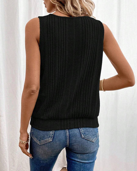 Tanktop Med Fyrkantig Hals och Texturerad Design
