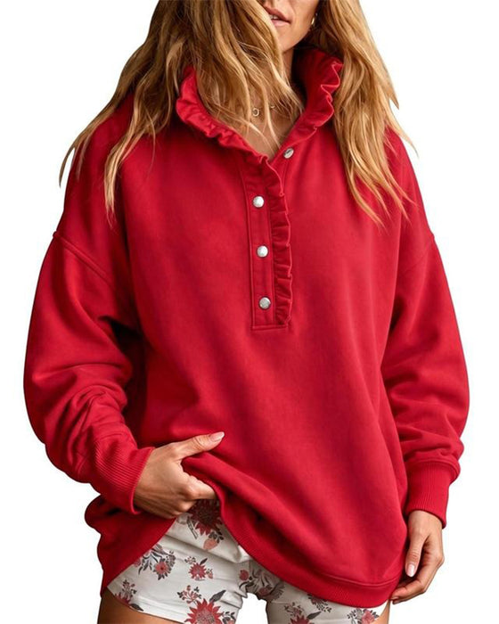 Sweatshirt Krås Knäppt Långärmad Lössittande