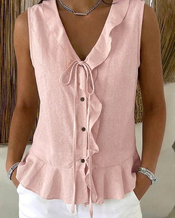 Tank Top Ruffle Slips Ärmlös