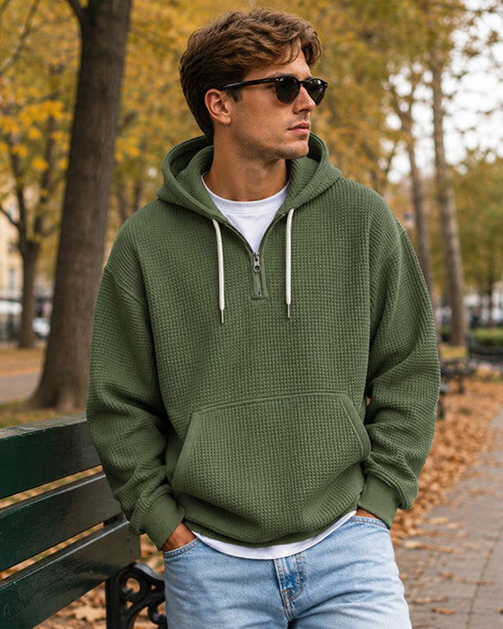 Hoodie Herr Solid Dragkedja Pullover
