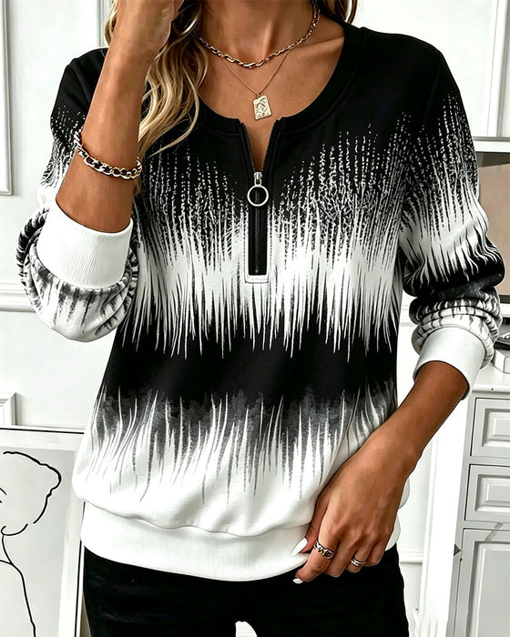 Sweatshirt Dragkedja Rundhalsad Ombre