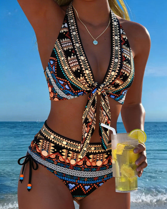 Bikini Bohemisk Geometrisk Halter