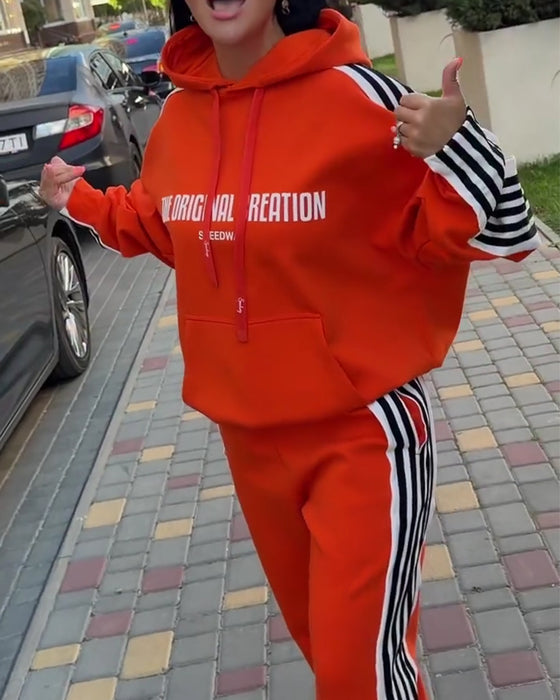 Set Randig Casual Lång Ärm