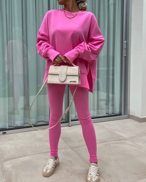 Set Slim Byxor Löst Sweatshirt