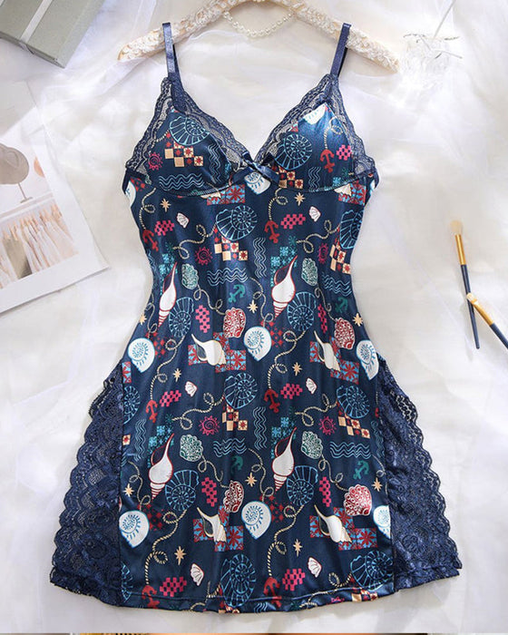 Sömn Klänning Kvinnors Spets Trim Slits