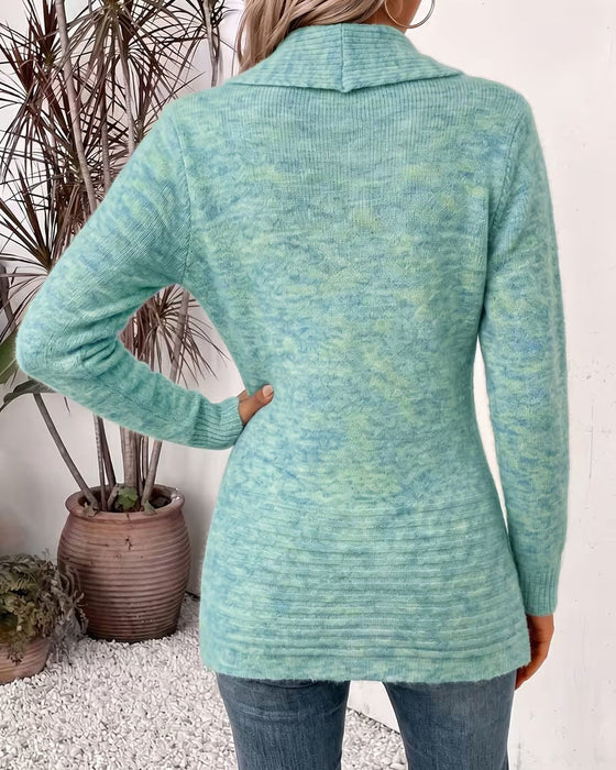 Cardigan Solid Färg Knapp Prydd