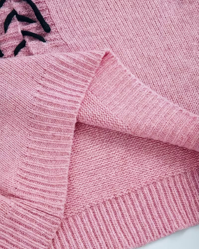 Pullover Knytning Huva Casual