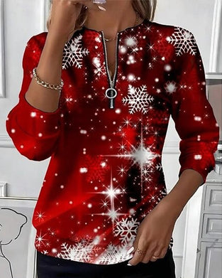 Sweatshirt Jul Snöflinga Halv Dragkedja