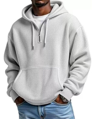 Hoodie Herr Solid Dragkedja Pullover