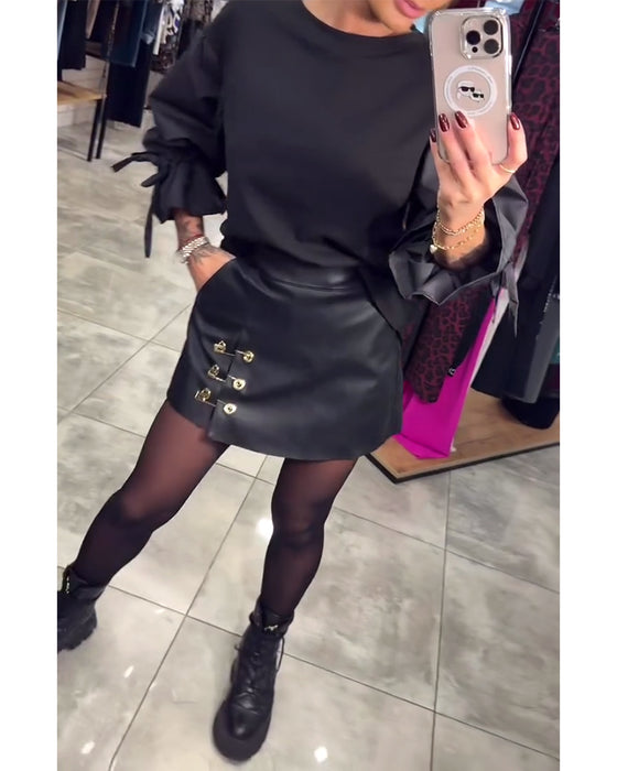 Enfärgad elegant pullover sweatshirt