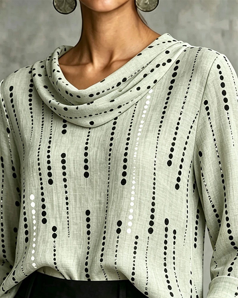 Blus Cowl Neck Stilig Armbågslång Ärm