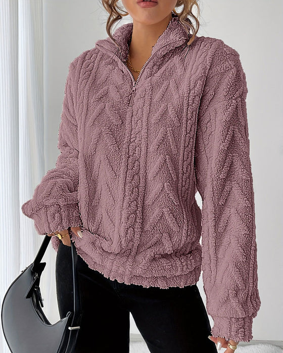 Sweatshirt Dubbelsidig Fleece Halv Dragkedja