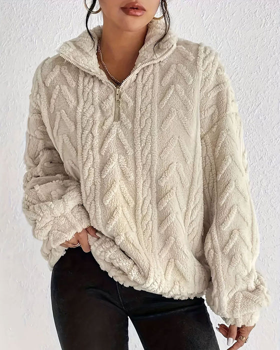 Sweatshirt Dubbelsidig Fleece Halv Dragkedja