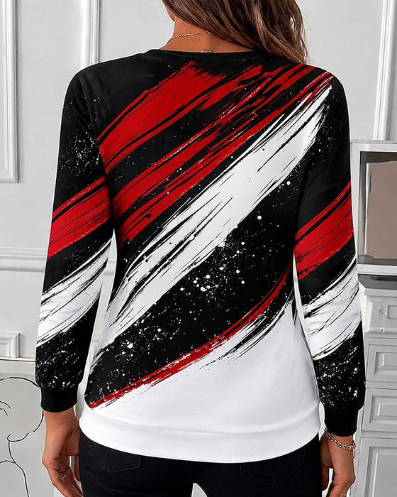 Hoodie Graffiti Tryck Dragkedja Pullover