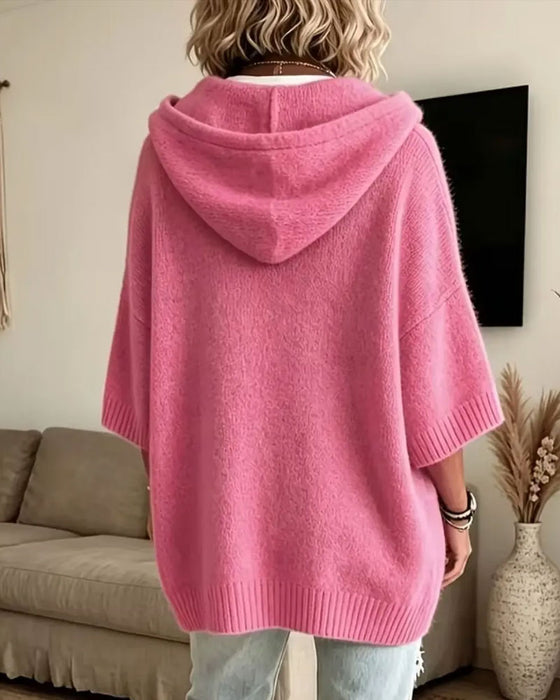 Pullover Huvförsedd Avslappnad Stilig Stickad