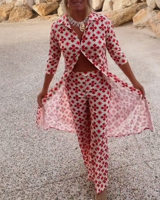 Fashionabla tryckta tvådelade set
