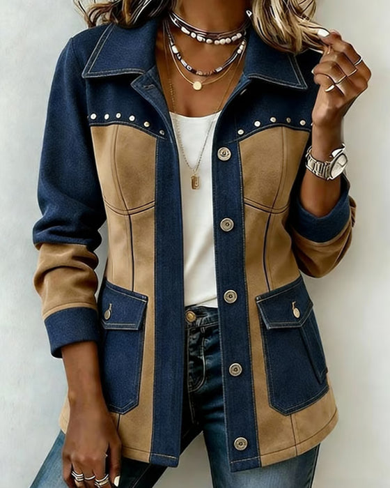 Kappa Huvförsedd Dragkedja Ficka Denim Panel