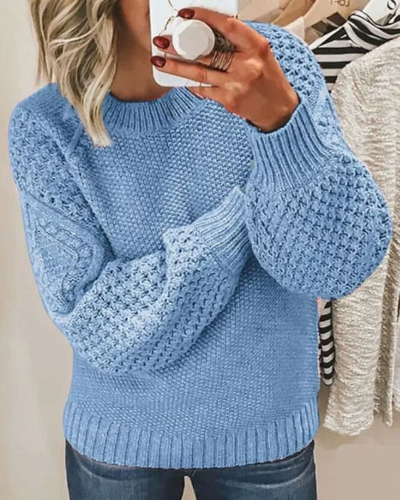 Pullover Mångsidig Solid Färg Stickad