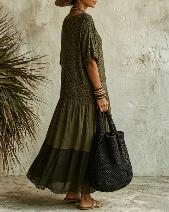 Klädning Avslappnad Leopard Maxi