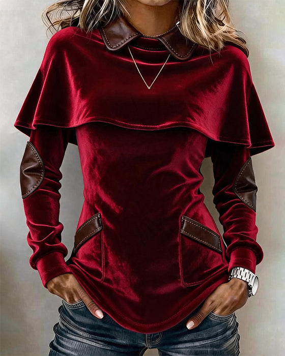 Blus Slag Kappa Stil Slim Fit Lång Ärm