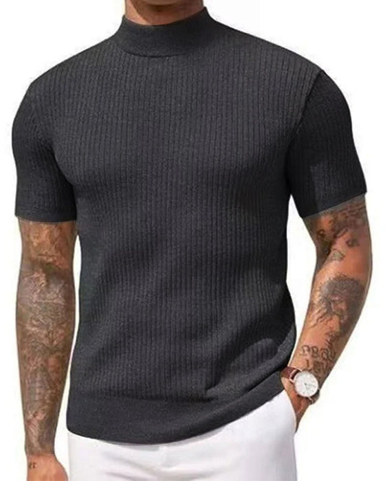 T-Shirt Mock Neck Herr Kort Ärm
