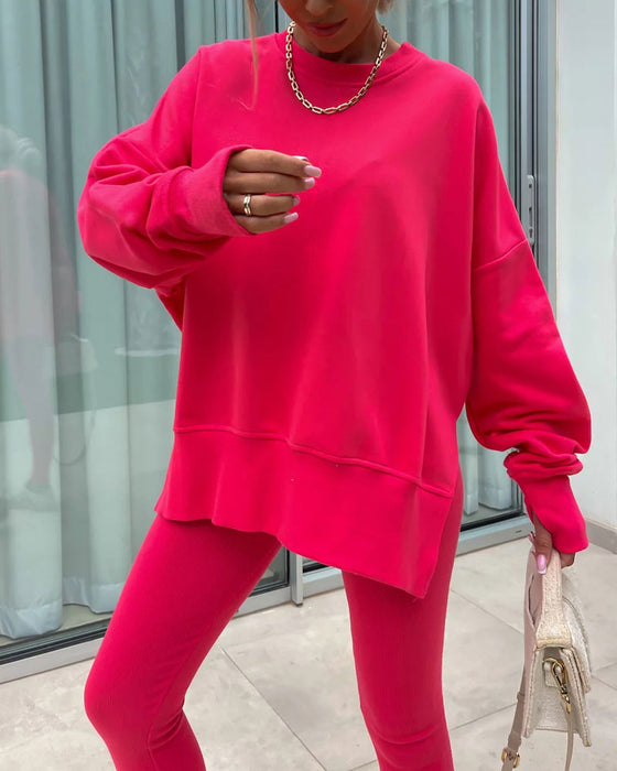 Set Slim Byxor Löst Sweatshirt