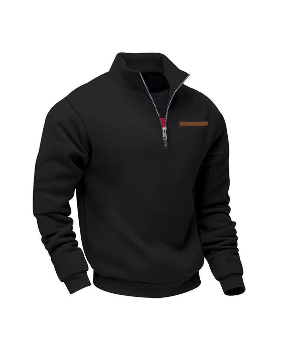 Sweatshirt Enfärgad Ståkrage Dragkedja