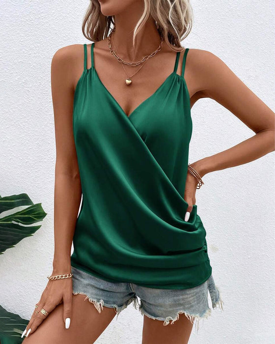 Elegant Dubbelremmärkt Camisole Med Entydig Färg