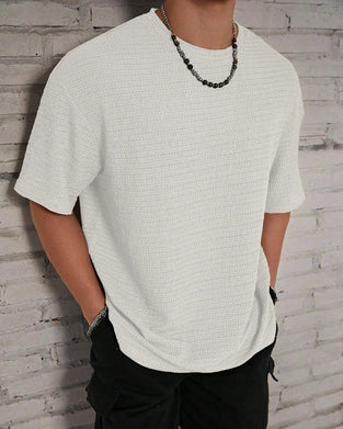T-Shirt Herr Solid Färg Andas Kort Ärm