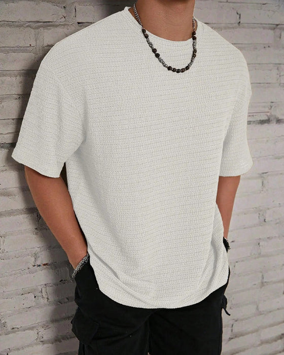 T-Shirt Herr Solid Färg Andas Kort Ärm