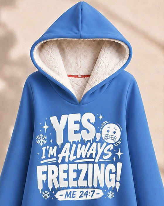 Hoodie Fleecefodrad Bokstavstryck Långmodell