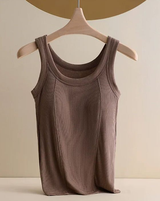 Cami‑Topp Solid Färg Med Inbyggd Bh